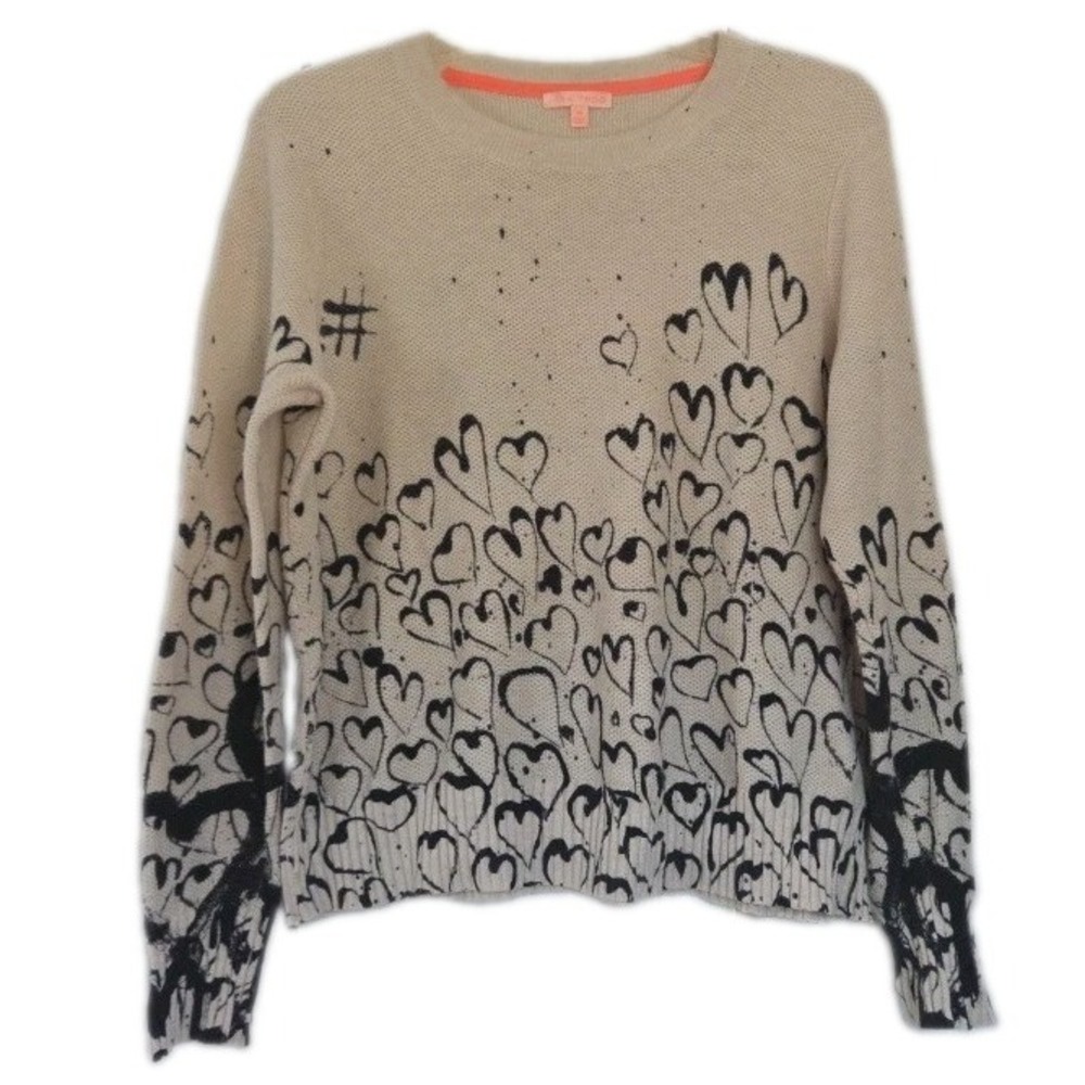 Lisa Todd Heart Hashtag Pullover Sweater Cotton Cashmere Blend M
